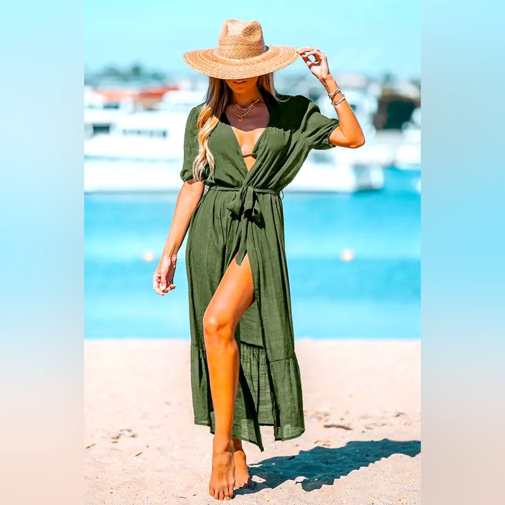Chic Olive Green Swim Cover-Up. Small. NWT - Picture 2 of 3